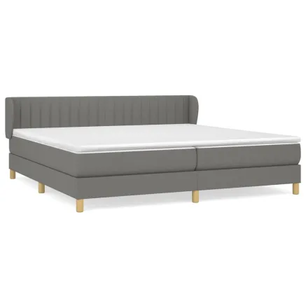 Sommier à lattes de lit avec matelas Gris foncé 200x200cm Tissu 2