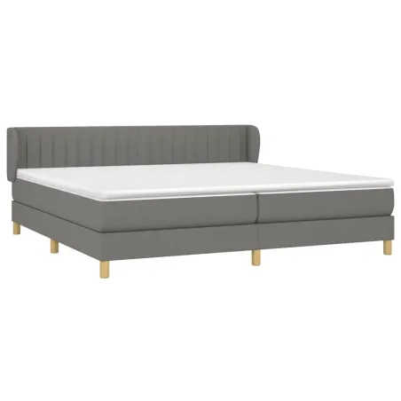 Sommier à lattes de lit avec matelas Gris foncé 200x200cm Tissu