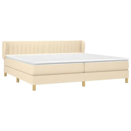 Sommier à lattes de lit avec matelas Crème 200x200 cm Tissu