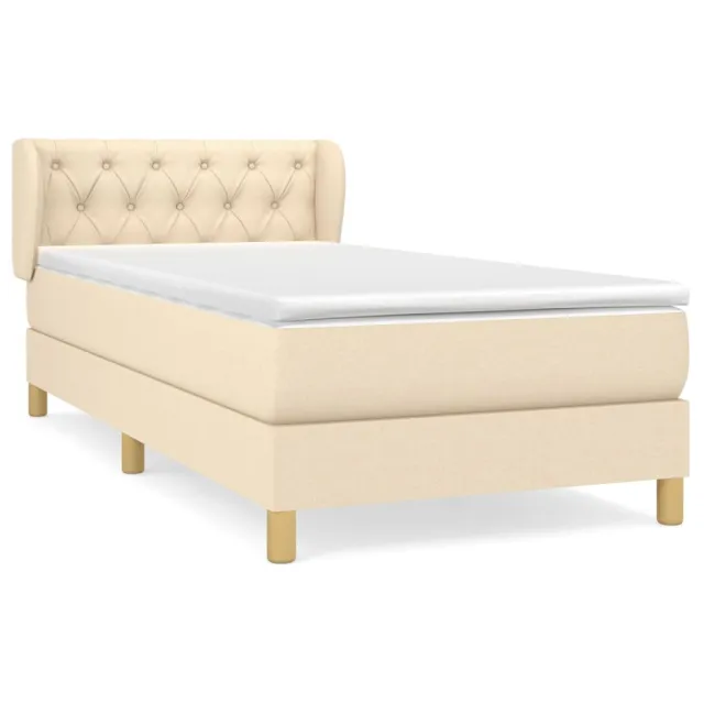 Sommier à lattes de lit avec matelas Crème 80x200 cm Tissu