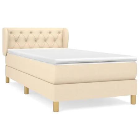 Sommier à lattes de lit avec matelas Crème 80x200 cm Tissu