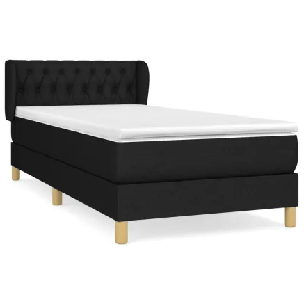 Sommier à lattes de lit avec matelas Noir 90x200 cm Tissu 2