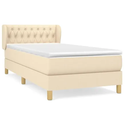 Sommier à lattes de lit avec matelas Crème 90x200 cm Tissu 2
