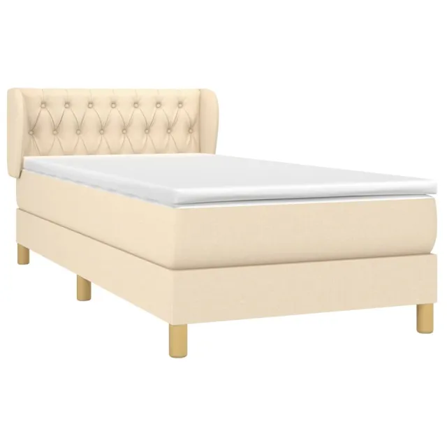 Sommier à lattes de lit avec matelas Crème 90x200 cm Tissu