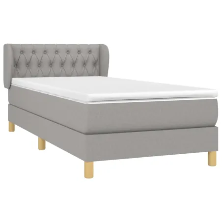 Sommier à lattes de lit avec matelas Gris clair 100x200cm Tissu