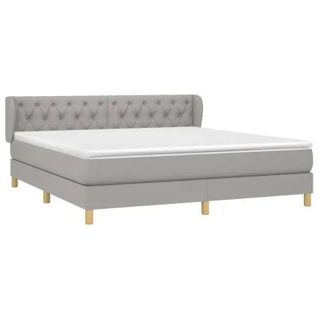 Sommier à lattes de lit avec matelas Gris clair 160x200cm Tissu