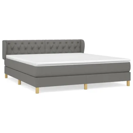 Sommier à lattes de lit avec matelas Gris foncé 160x200cm Tissu 2