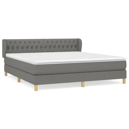 Sommier à lattes de lit avec matelas Gris foncé 180x200cm Tissu 2