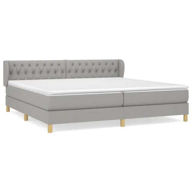Sommier à lattes de lit avec matelas Gris clair 200x200cm Tissu
