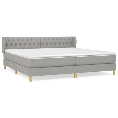 Sommier à lattes de lit avec matelas Gris clair 200x200cm Tissu