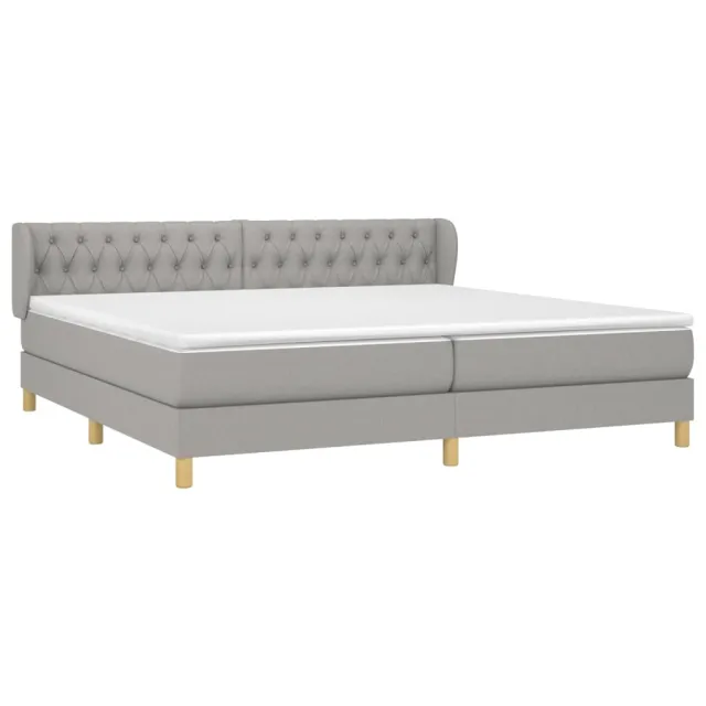 Sommier à lattes de lit avec matelas Gris clair 200x200cm Tissu