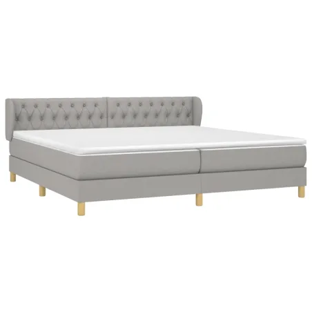 Sommier à lattes de lit avec matelas Gris clair 200x200cm Tissu