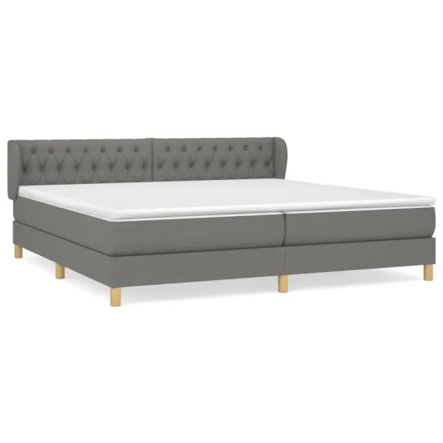 Sommier à lattes de lit avec matelas Gris foncé 200x200cm Tissu