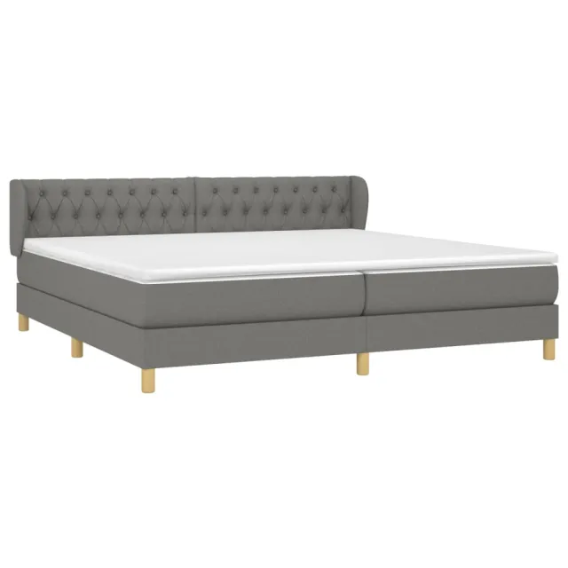 Sommier à lattes de lit avec matelas Gris foncé 200x200cm Tissu
