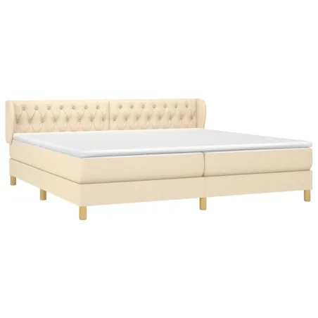 Sommier à lattes de lit avec matelas Crème 200x200 cm Tissu