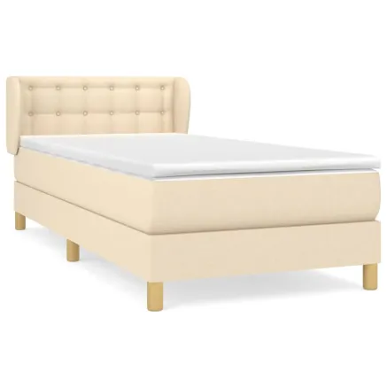 Sommier à lattes de lit avec matelas Crème 100x200 cm Tissu 2