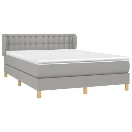 Sommier à lattes de lit avec matelas Gris clair 140x200cm Tissu