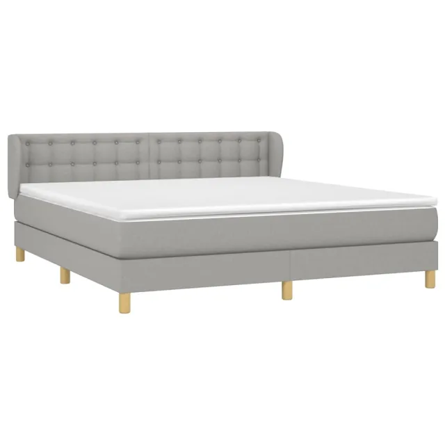 Sommier à lattes de lit avec matelas Gris clair 160x200cm Tissu