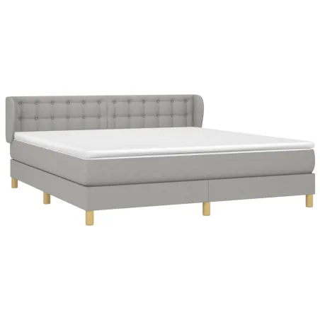 Sommier à lattes de lit avec matelas Gris clair 180x200cm Tissu