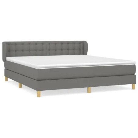 Sommier à lattes de lit avec matelas Gris foncé 180x200cm Tissu