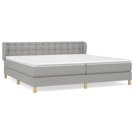Sommier à lattes de lit avec matelas Gris clair 200x200cm Tissu 2