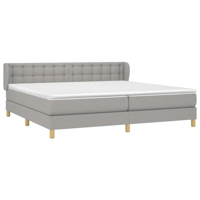 Sommier à lattes de lit avec matelas Gris clair 200x200cm Tissu