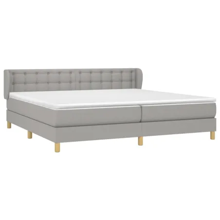 Sommier à lattes de lit avec matelas Gris clair 200x200cm Tissu