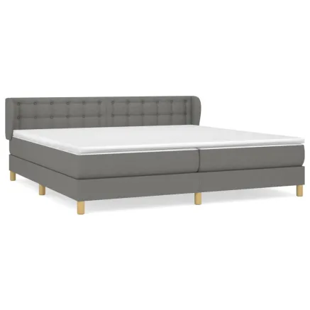 Sommier à lattes de lit avec matelas Gris foncé 200x200cm Tissu 2