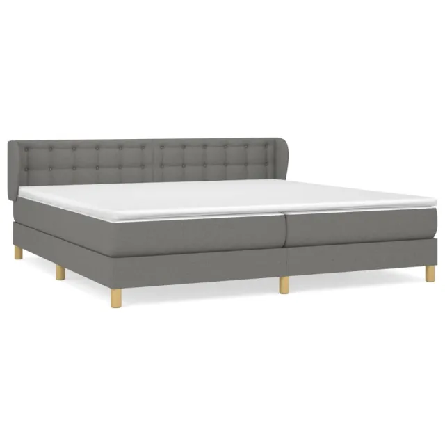 Sommier à lattes de lit avec matelas Gris foncé 200x200cm Tissu