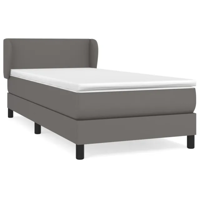 Sommier à lattes de lit avec matelas Gris 90x200 cm Similicuir