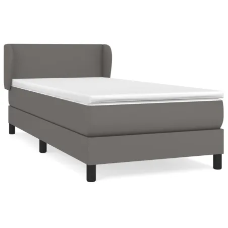 Sommier à lattes de lit avec matelas Gris 90x200 cm Similicuir