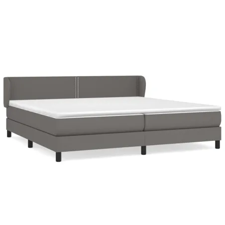 Sommier à lattes de lit avec matelas Gris 200x200 cm Similicuir