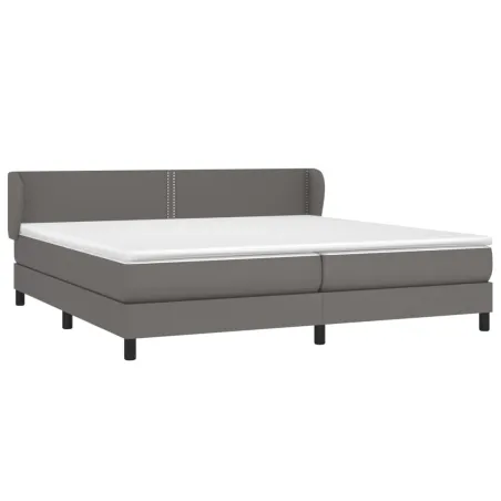 Sommier à lattes de lit avec matelas Gris 200x200 cm Similicuir