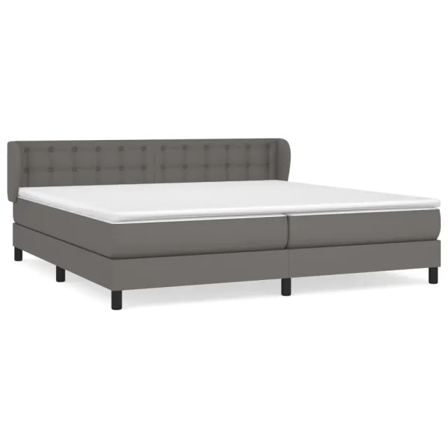 Sommier à lattes de lit avec matelas Gris 200x200 cm Similicuir