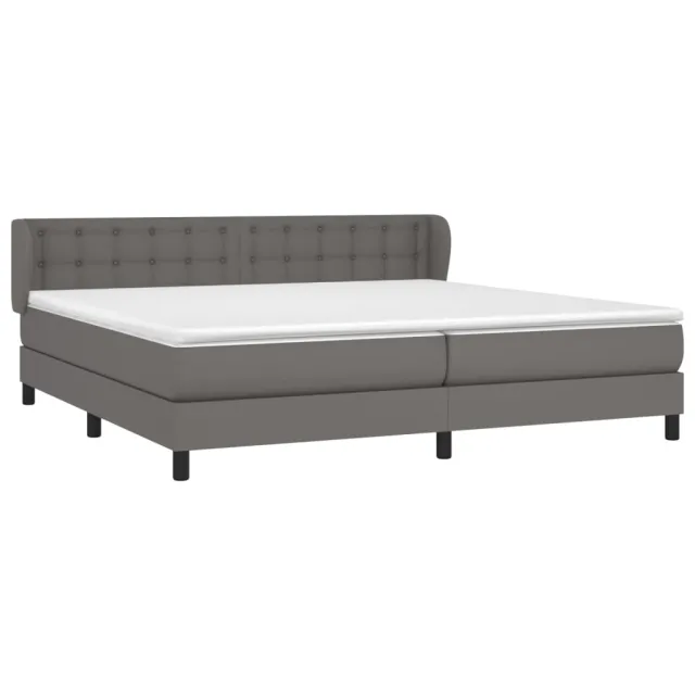 Sommier à lattes de lit avec matelas Gris 200x200 cm Similicuir