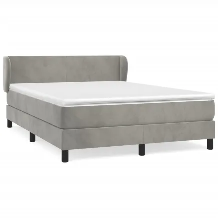 Sommier à lattes de lit et matelas Gris clair 140x190cm Velours 2