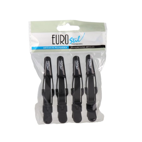 Haarspelden Eurostil Zwart 9 cm 4 Stuks