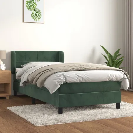 Sommier à lattes de lit avec matelas Vert foncé 90x200 cm