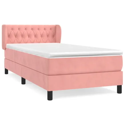 Sommier à lattes de lit avec matelas Rose 90x190 cm Velours 2