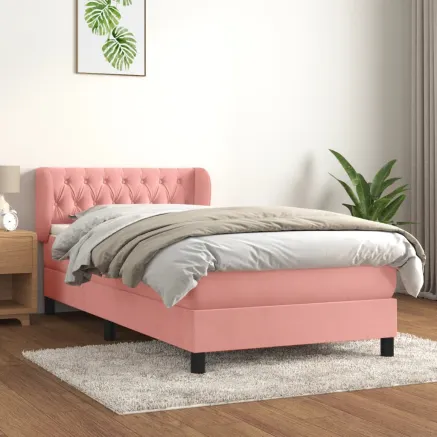 Sommier à lattes de lit avec matelas Rose 90x200 cm Velours