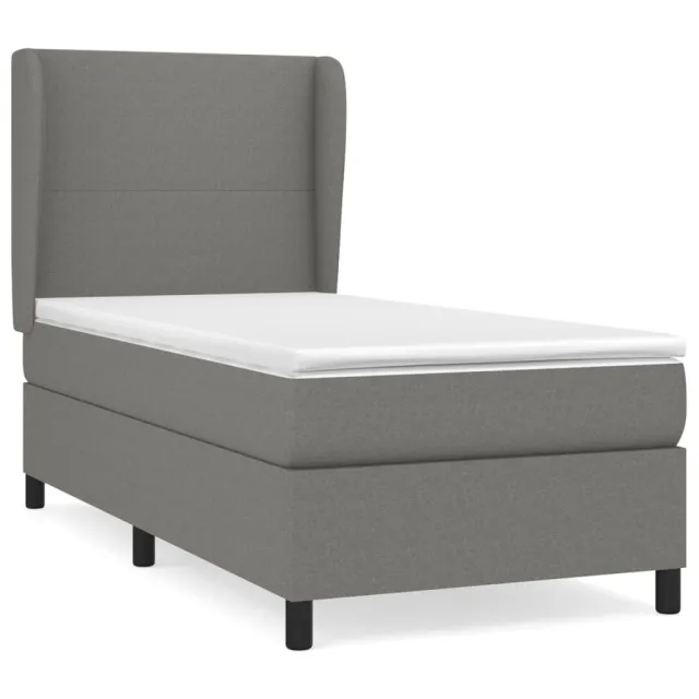 Sommier à lattes de lit avec matelas Gris foncé 80x200 cm Tissu