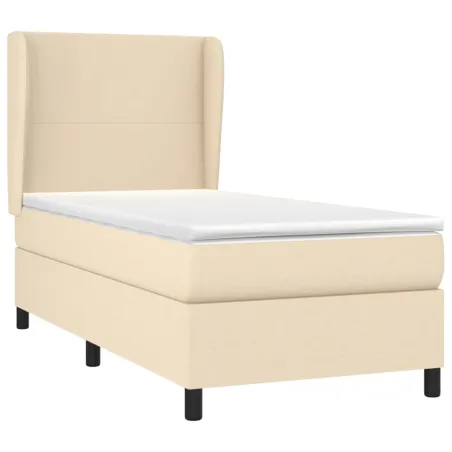 Sommier à lattes de lit avec matelas Crème 80x200 cm Tissu