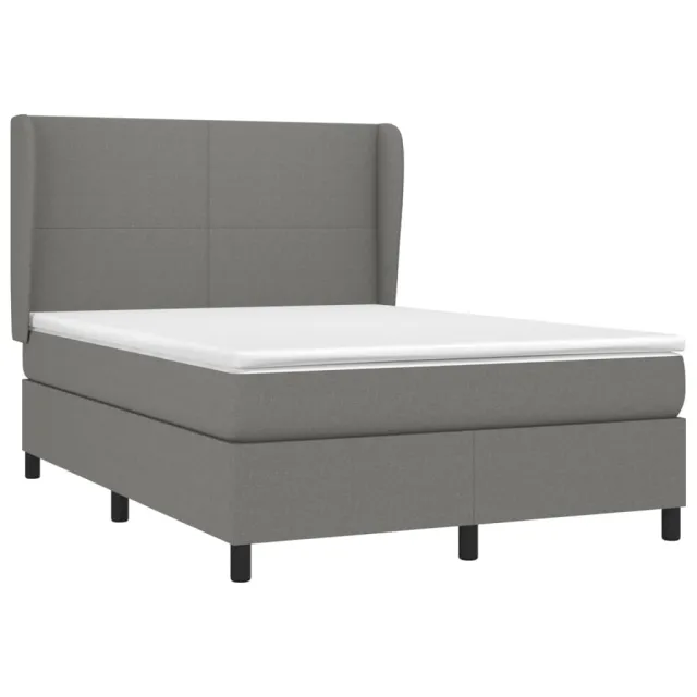 Sommier à lattes de lit avec matelas Gris foncé 140x190cm Tissu