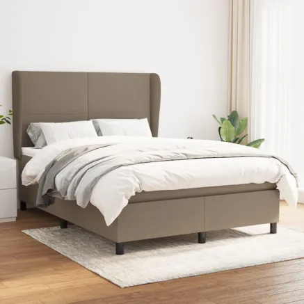 Sommier à lattes de lit avec matelas Taupe 140x190 cm Tissu