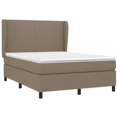 Sommier à lattes de lit avec matelas Taupe 140x190 cm Tissu