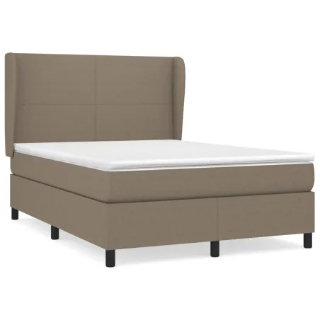 Sommier à lattes de lit avec matelas Taupe 140x200 cm Tissu