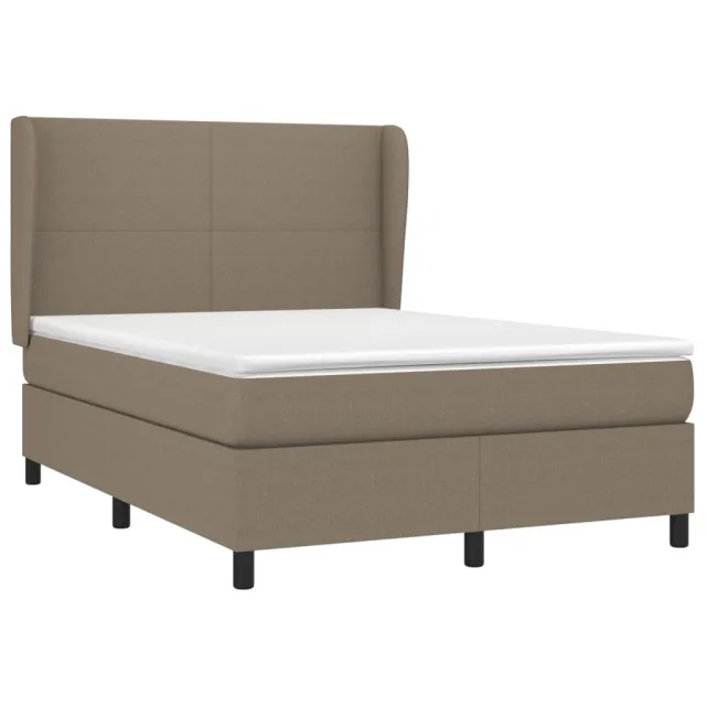 Sommier à lattes de lit avec matelas Taupe 140x200 cm Tissu