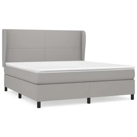 Sommier à lattes de lit avec matelas Gris clair 160x200cm Tissu 2