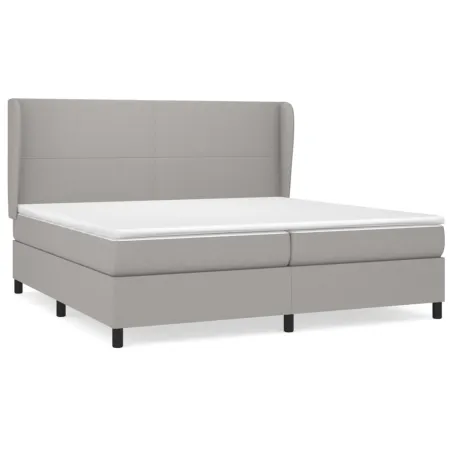 Sommier à lattes de lit avec matelas Gris clair 200x200cm Tissu