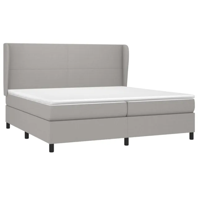 Sommier à lattes de lit avec matelas Gris clair 200x200cm Tissu